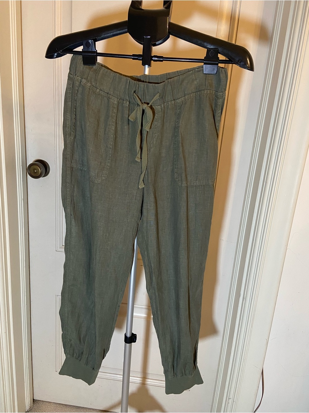 100% LINEN jogger pants Olive Green